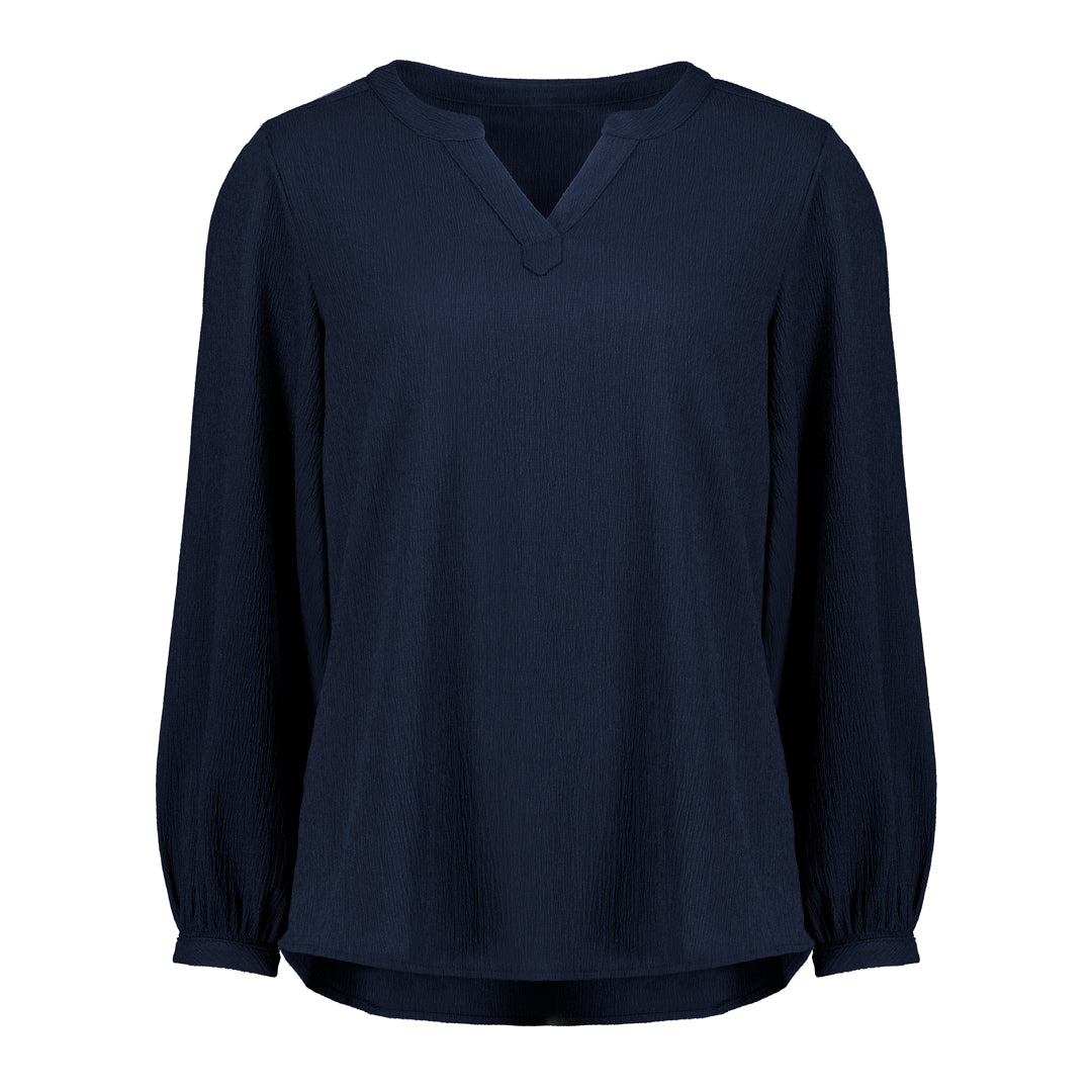 House of Uniforms The Ruche Tunic | Ladies | Long Sleeve Biz Corporates Navy