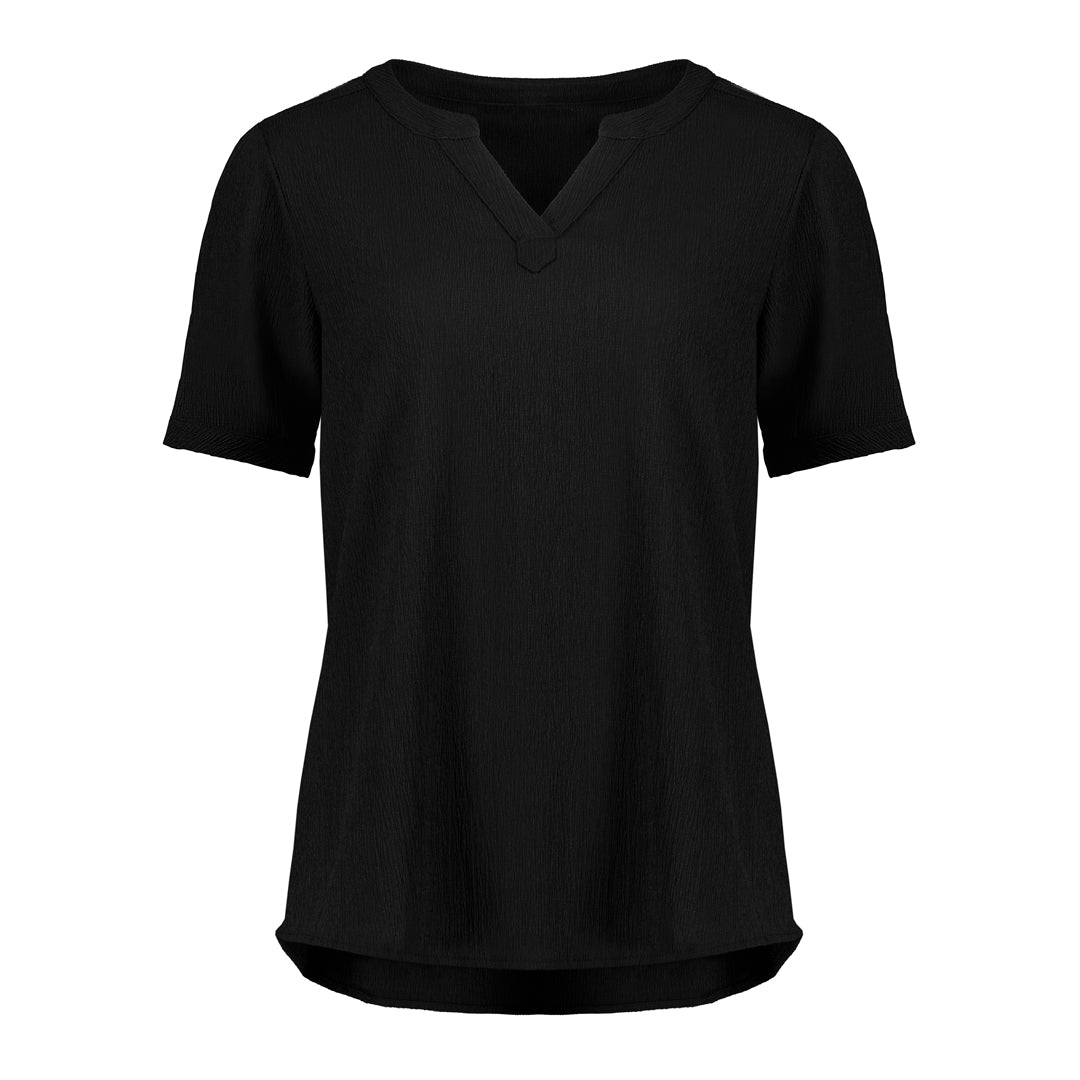 House of Uniforms The Ruche Tunic | Ladies | Short Sleeve Biz Corporates Black