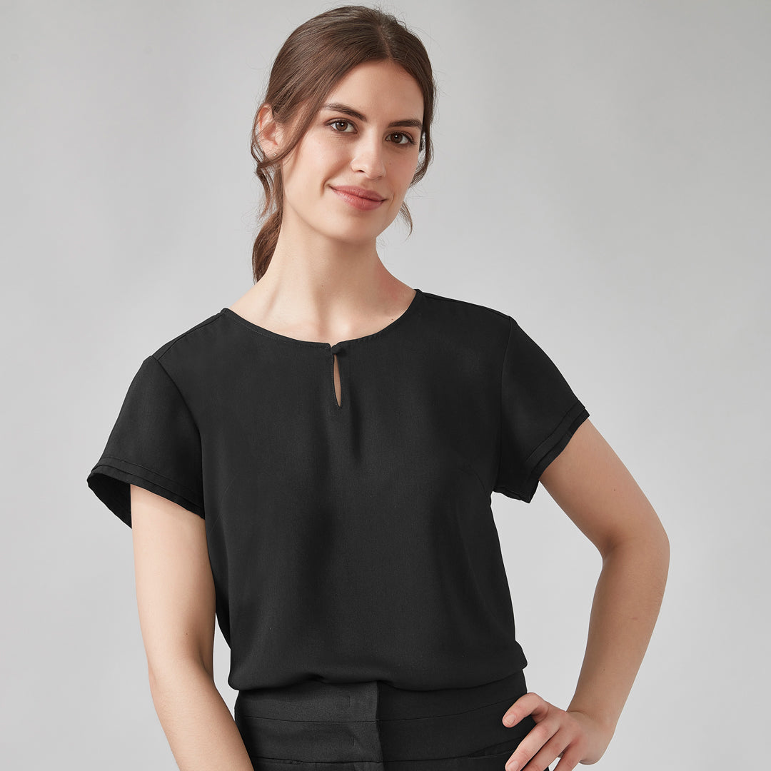 House of Uniforms The Evelyn Keyhole Top | Short Sleeve Biz Corporates