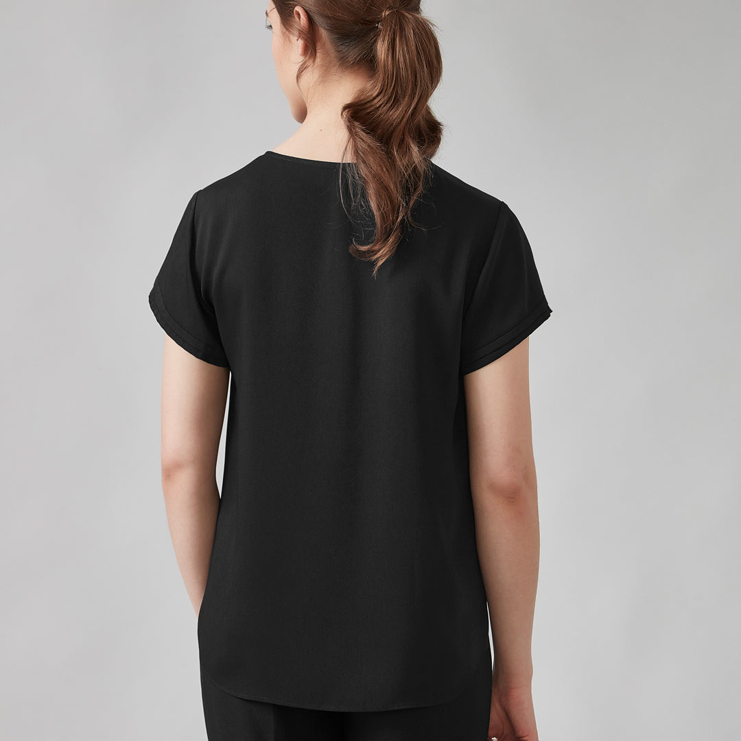 House of Uniforms The Evelyn Keyhole Top | Short Sleeve Biz Corporates