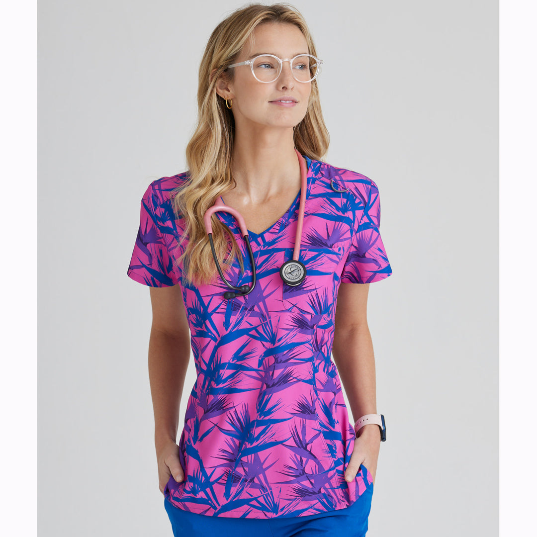 House of Uniforms The Skechers Single Pocket Printed Scrub Top | Ladies Skechers by Barco BOP