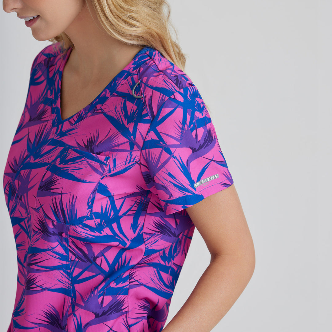 House of Uniforms The Skechers Single Pocket Printed Scrub Top | Ladies Skechers by Barco