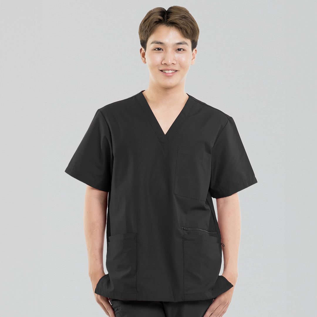 House of Uniforms The Alex Scrub Top | Mens Scrubness Black