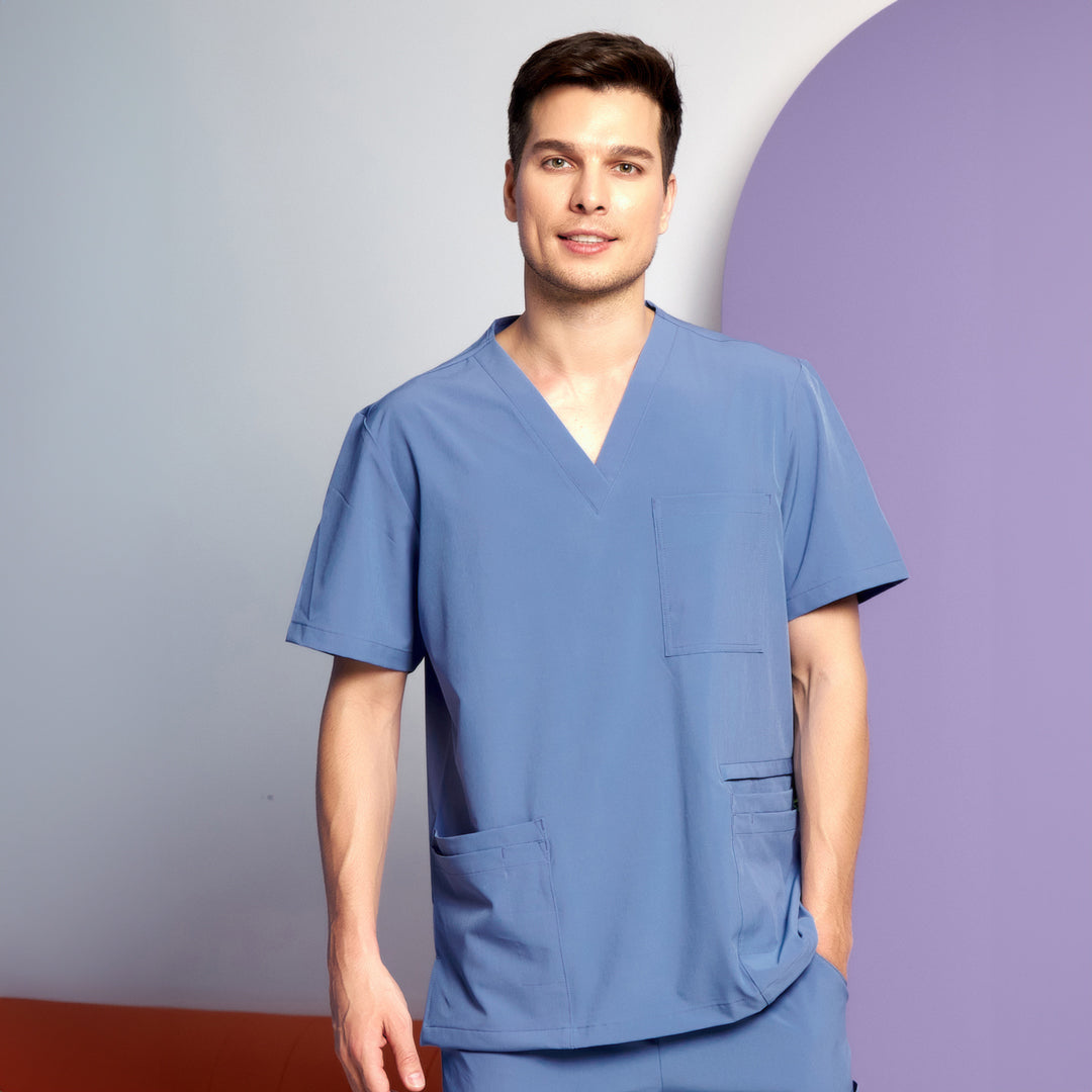 House of Uniforms The Charlie Scrub Top | Mens Scrubness Cornflower