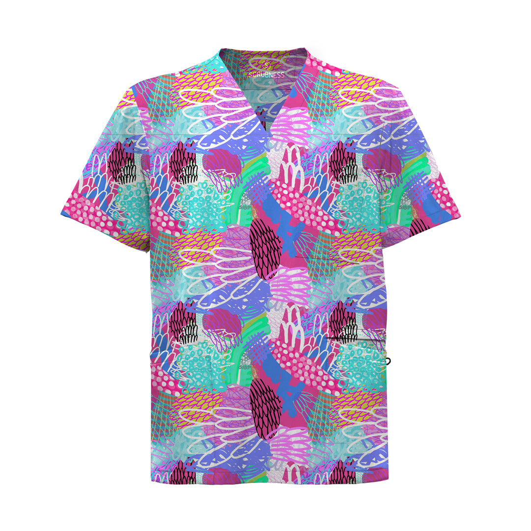 House of Uniforms The Scrubness Printed Scrub Top | Mens Scrubness Gliding