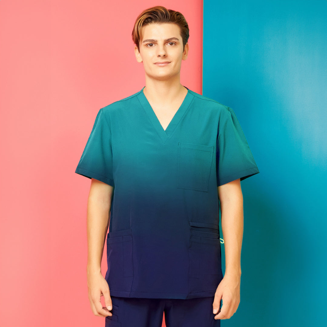 House of Uniforms The Ombre Scrub Top | Mens Scrubness Ombre Sea Blue