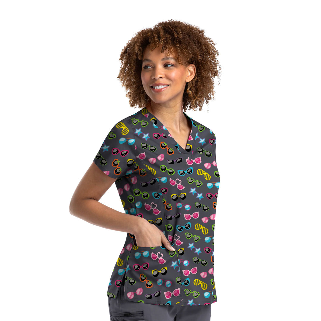 House of Uniforms The V Neck Printed Scrub Top | Ladies Maevn SWSH