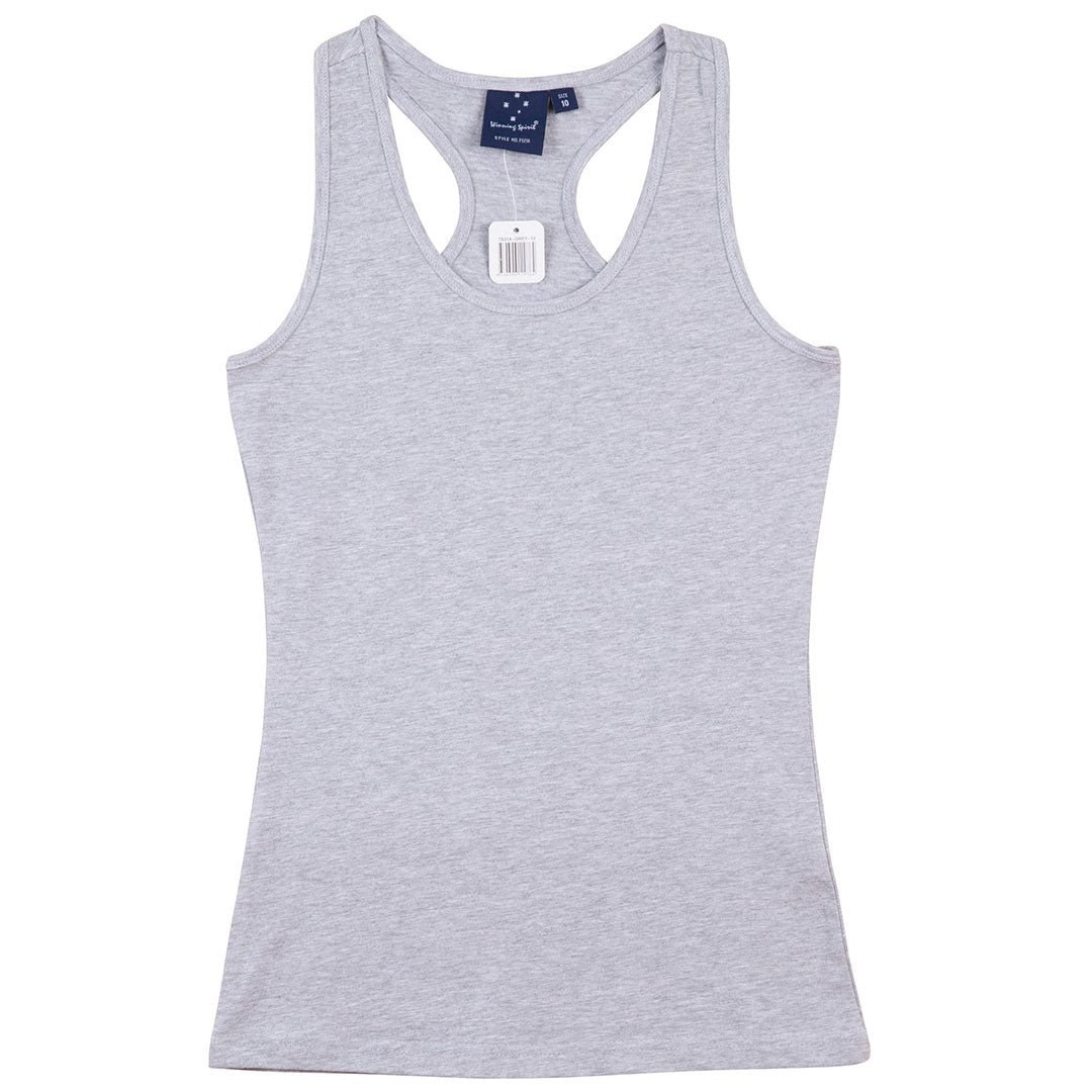 House of Uniforms The Racerback Fitted Cotton Stretch Singlet | Ladies Winning Spirit Grey Marle