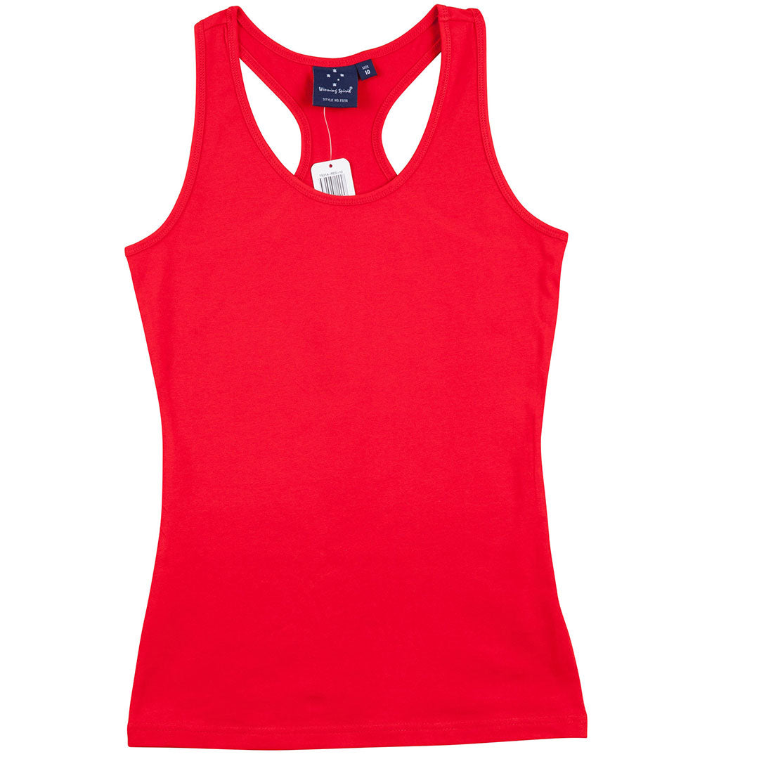House of Uniforms The Racerback Fitted Cotton Stretch Singlet | Ladies Winning Spirit Red