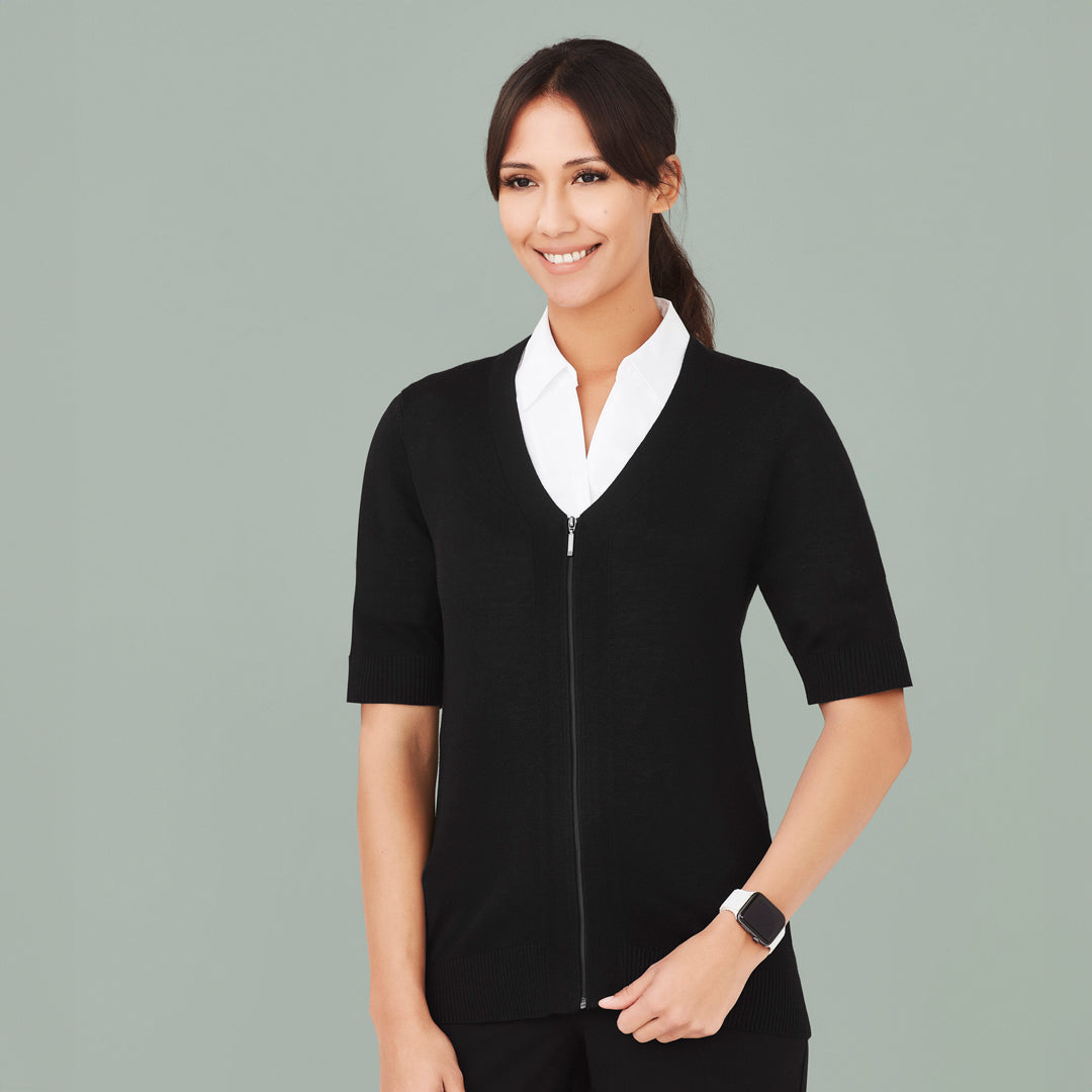 House of Uniforms The Zip Front Cardigan | Short Sleeve | Ladies Biz Care