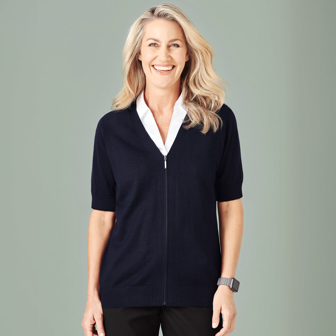 House of Uniforms The Zip Front Cardigan | Short Sleeve | Ladies Biz Care