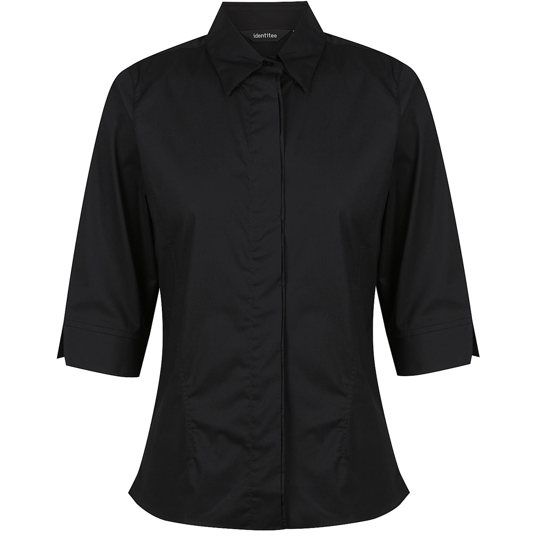 House of Uniforms The Stella Shirt | Ladies | 3/4 & Long Sleeve Identitee Black/Black