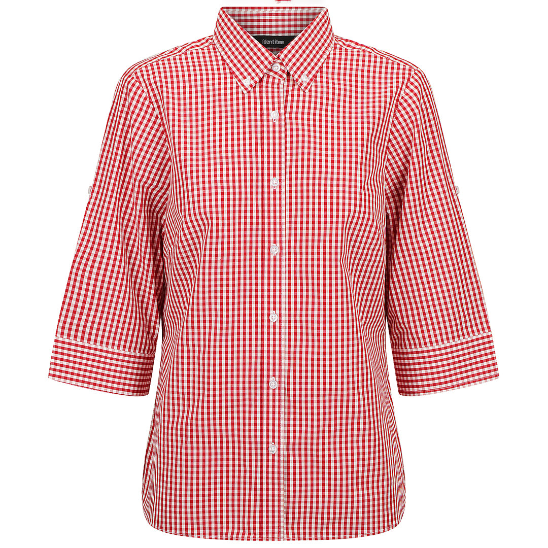 House of Uniforms The Miller Shirt | Ladies | 3/4 Sleeve Identitee Red