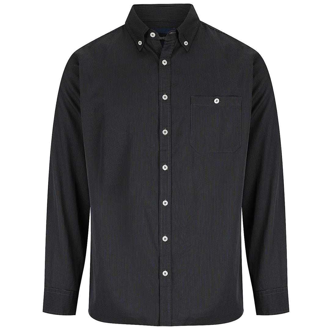 House of Uniforms The Brody Shirt | Mens | Long Sleeve Identitee Charcoal/Black
