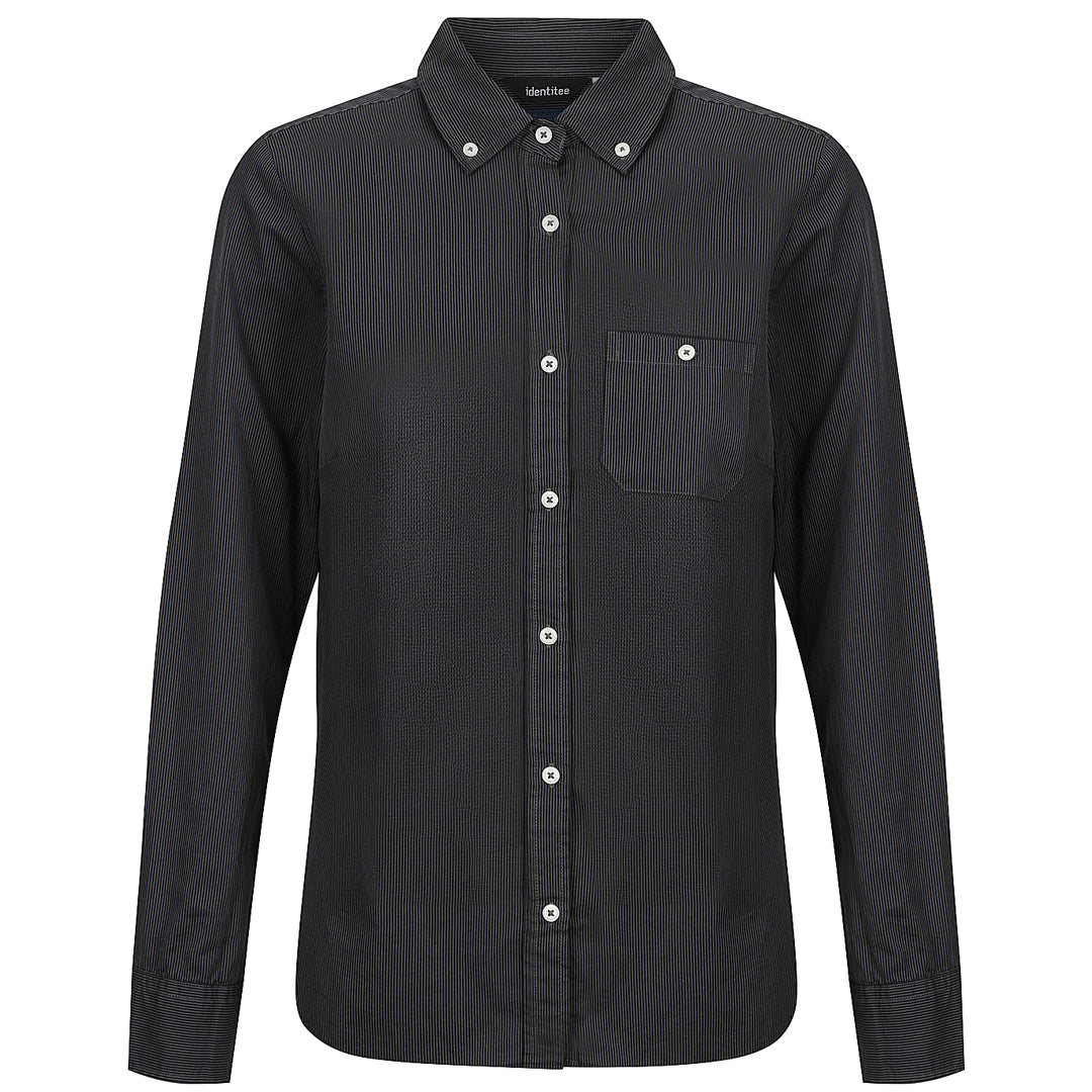 House of Uniforms The Brody Shirt | Ladies | Long Sleeve Identitee Charcoal/Black