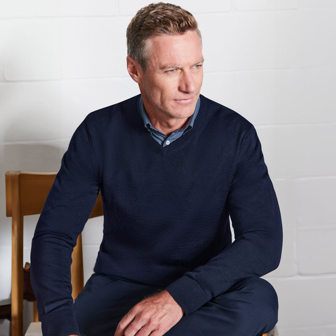 House of Uniforms The Roma Knit | Mens | V Neck Jumper Biz Collection