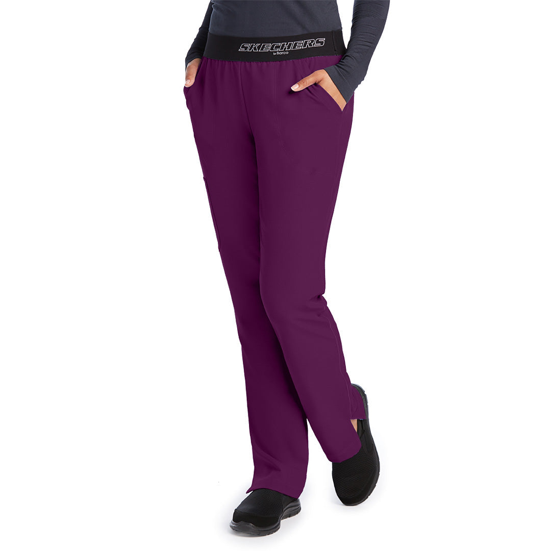 House of Uniforms The Vitality Breeze Scrub Pant | Ladies | Tall | Skechers Skechers by Barco Wine