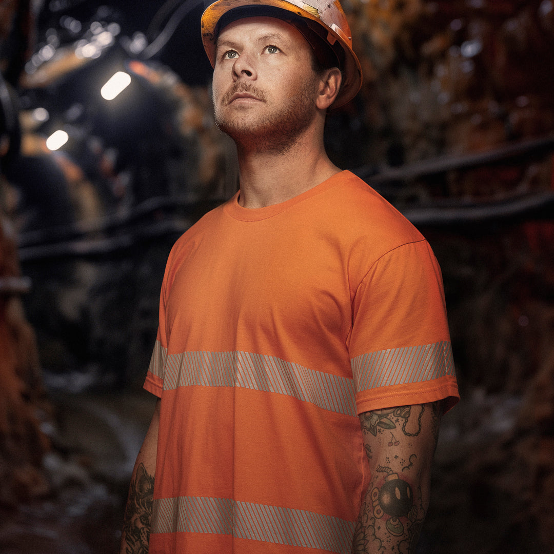 House of Uniforms The Hi Vis Segmented Tape Cotton Tee | Adults Syzmik