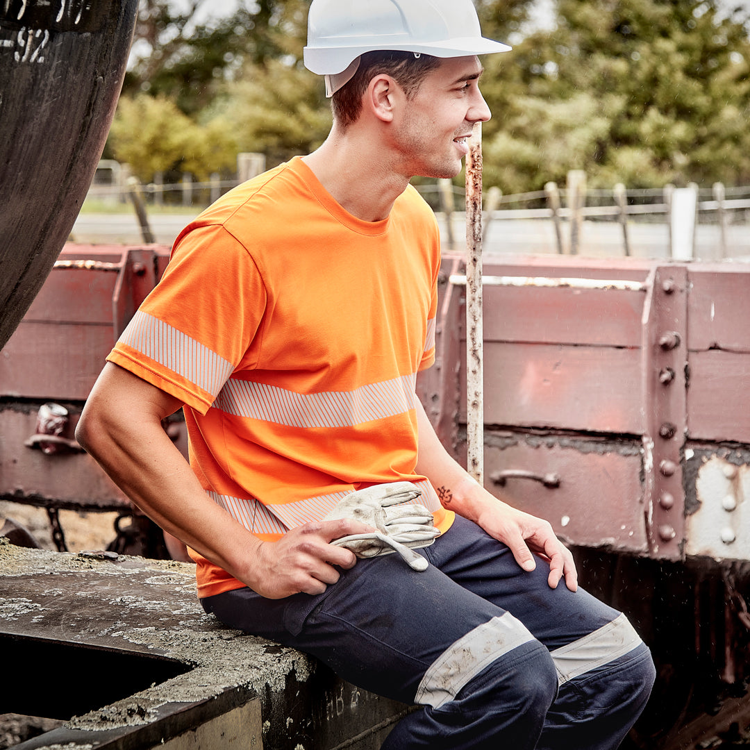 House of Uniforms The Hi Vis Segmented Tape Cotton Tee | Adults Syzmik