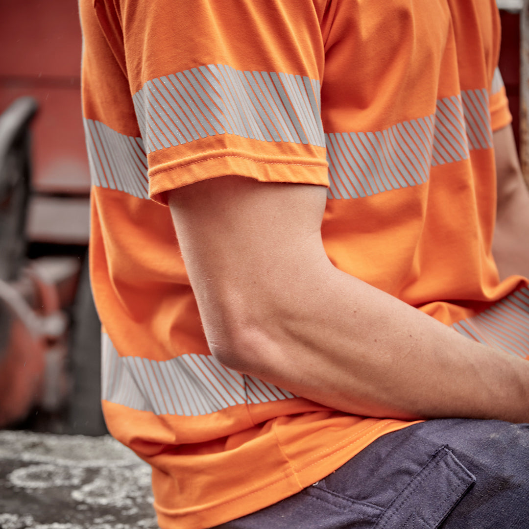 House of Uniforms The Hi Vis Segmented Tape Cotton Tee | Adults Syzmik