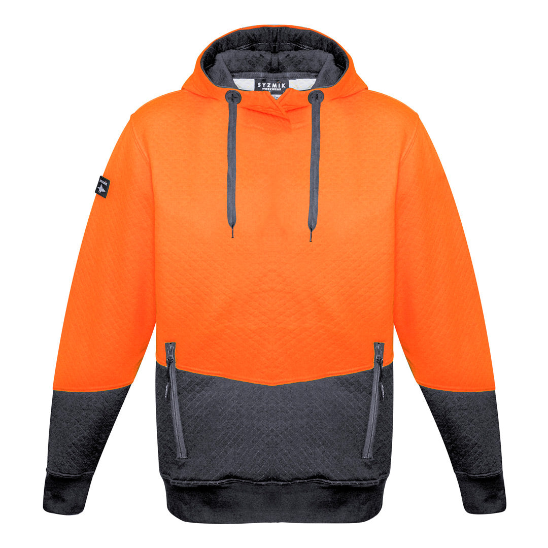 House of Uniforms The Hi Vis Textured Jacquard Hoodie | Pullover | Unisex Syzmik Orange/Charcoal