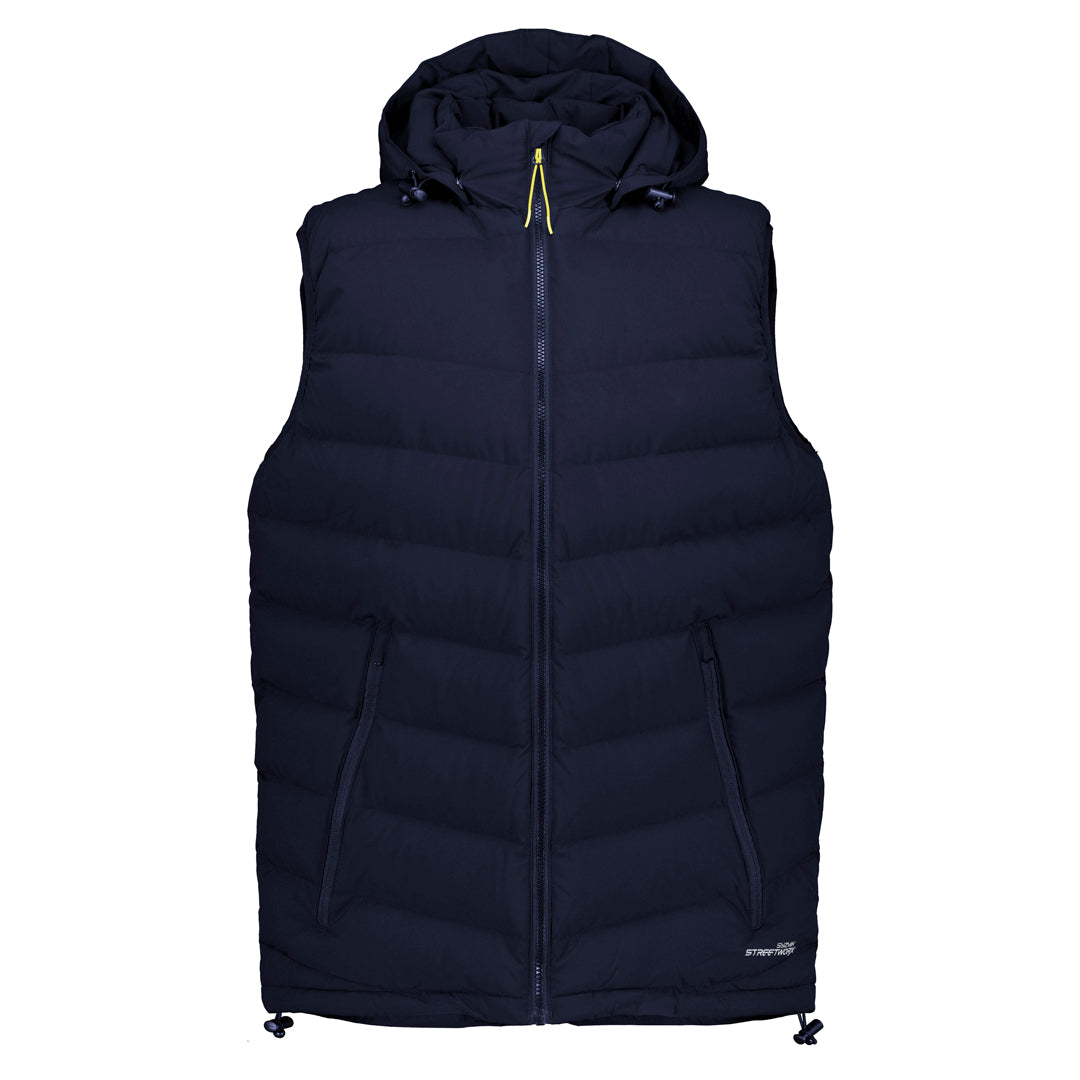 House of Uniforms The Hooded Puffer Vest | Unisex Streetworx Navy