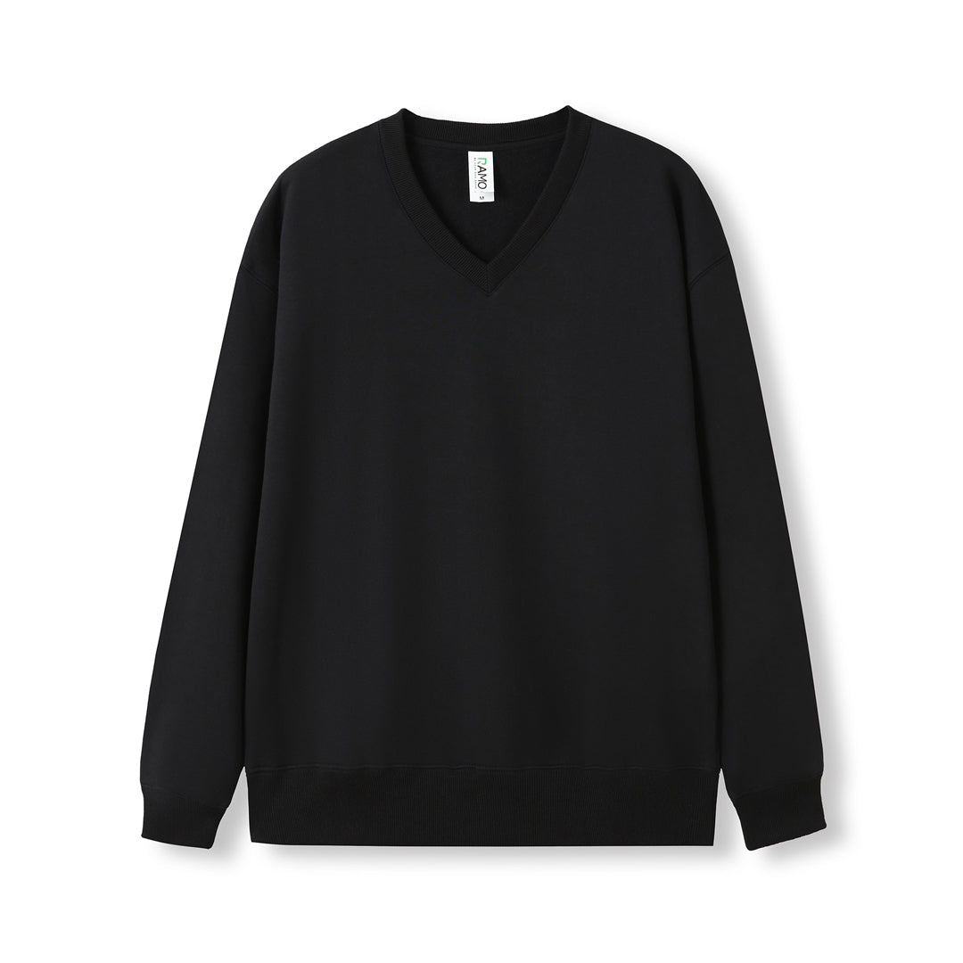 House of Uniforms The V Neck Fleece Jumper | Mens Ramo Black