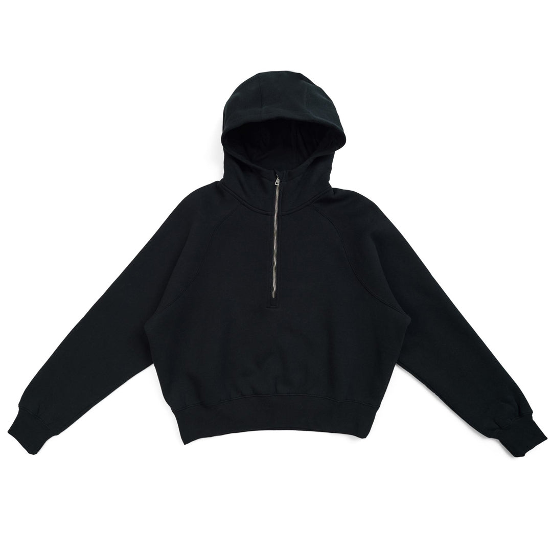 House of Uniforms The Cotton Care Half Zip Hoodie | Ladies Ramo Black