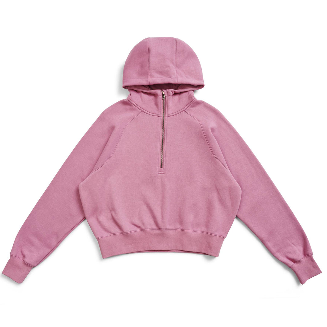 House of Uniforms The Cotton Care Half Zip Hoodie | Ladies Ramo Pink