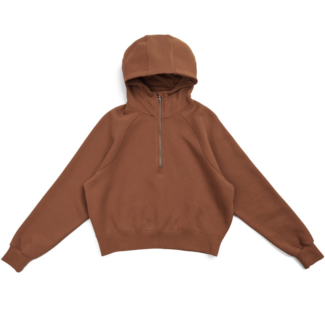 House of Uniforms The Cotton Care Half Zip Hoodie | Ladies Ramo Toffee