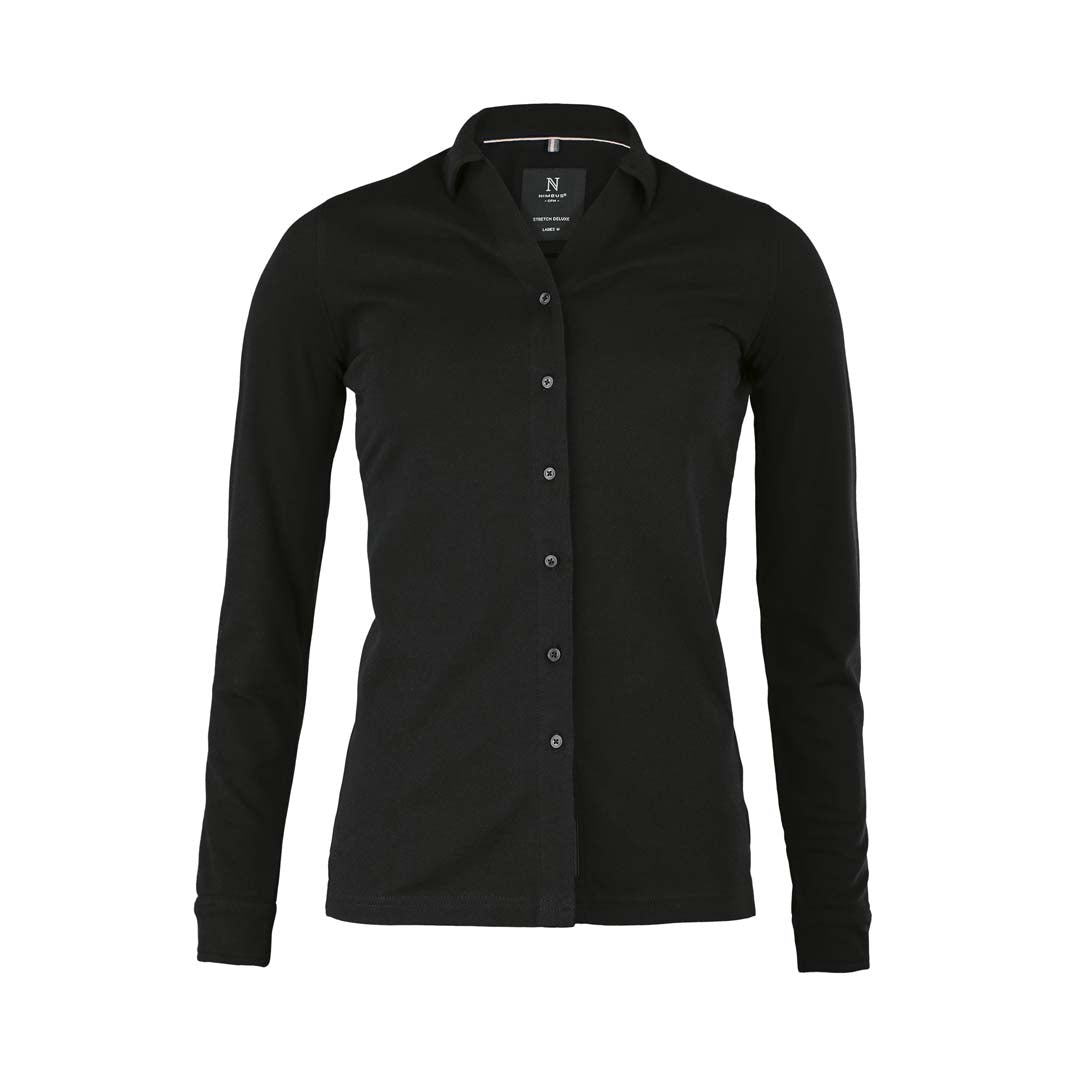 House of Uniforms The Kingston Pique Shirt | Ladies Nimbus Black