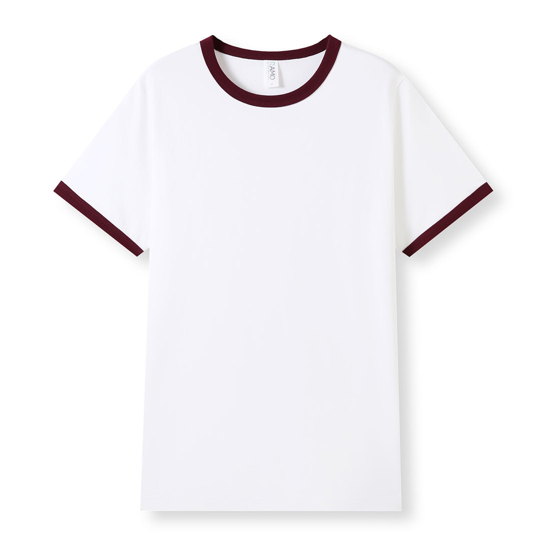 House of Uniforms The Ringer Tee | Adults Ramo White/Maroon