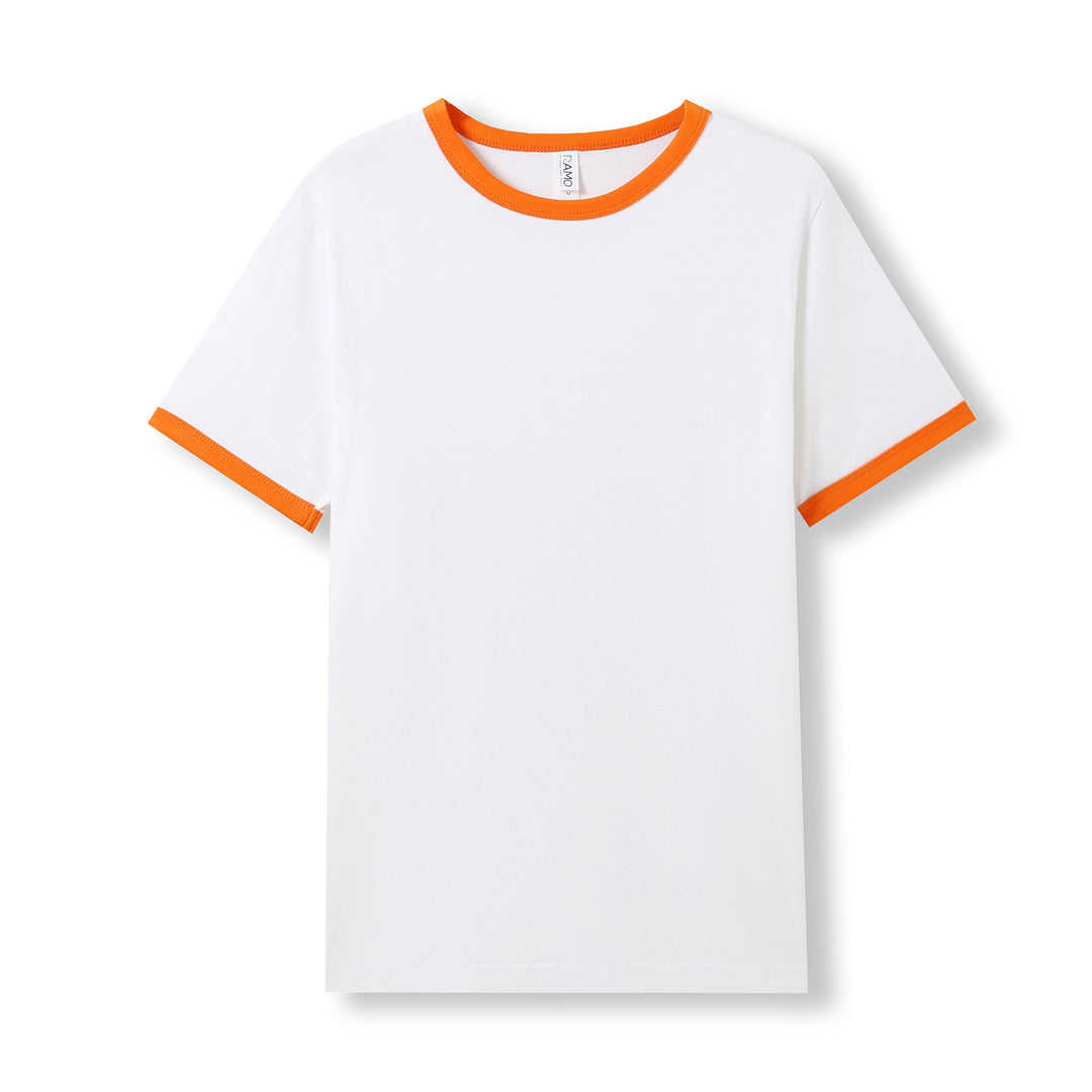House of Uniforms The Ringer Tee | Adults Ramo White/Orange