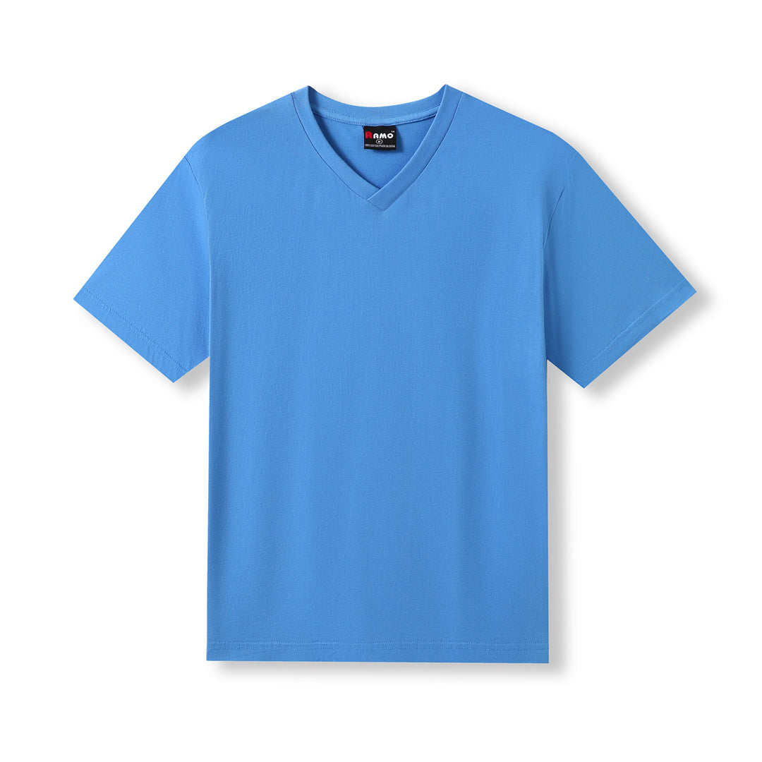 House of Uniforms The V-Neck Tee | Mens | Slim Fit Ramo Pacific Blue