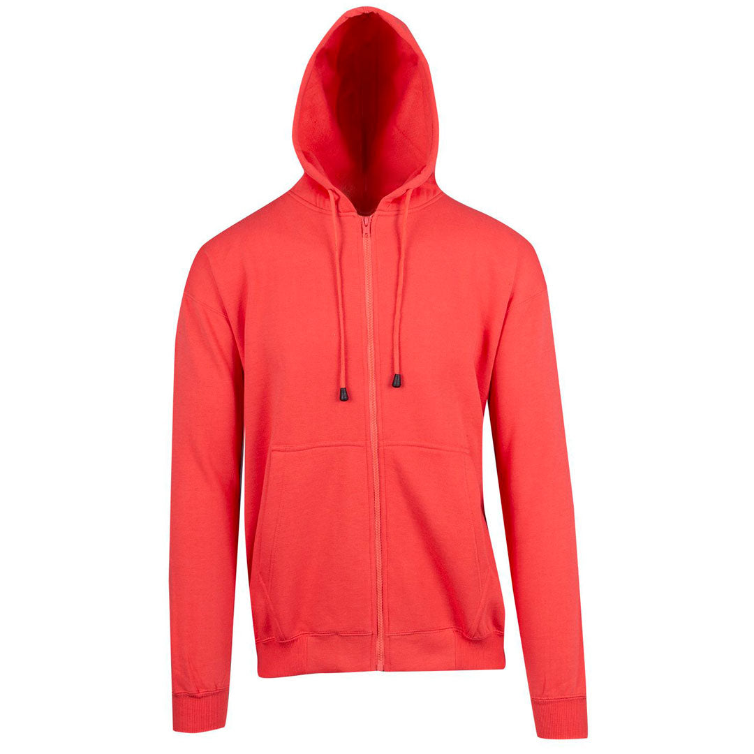 House of Uniforms The Kangaroo Pocket Zipped Hoodie | Mens Ramo Coral Red