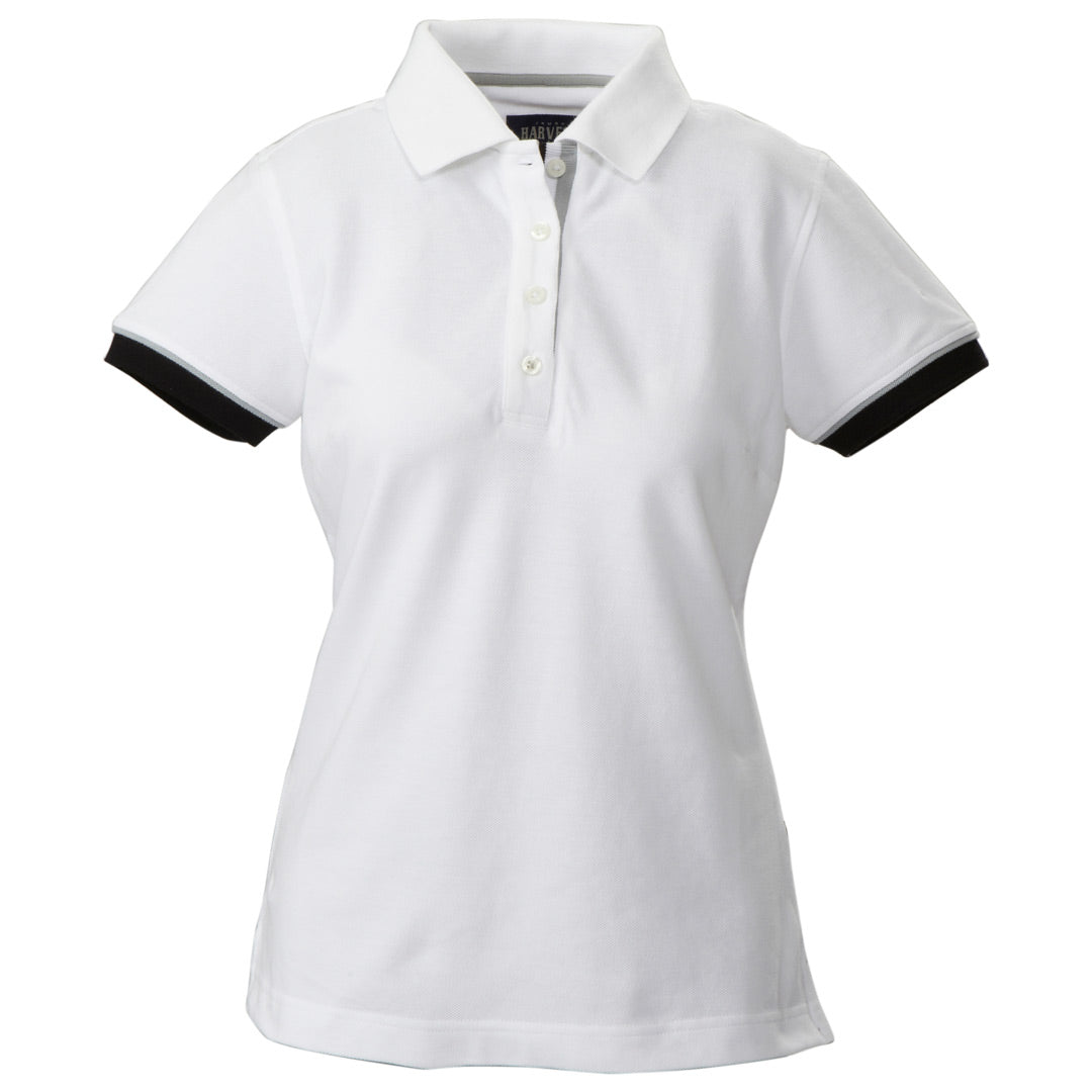 House of Uniforms The Antreville Polo | Ladies | Short Sleeve James Harvest White with Black/White/Grey Trim