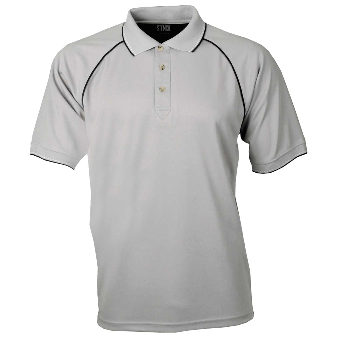 House of Uniforms The Cool Dry Original Polo | Mens | Short Sleeve Stencil Silver/Navy