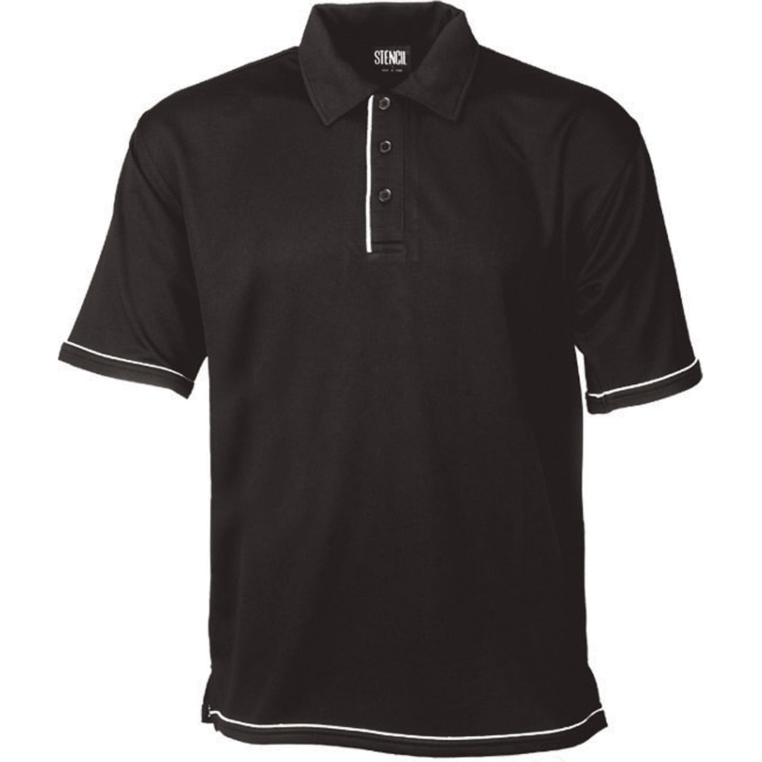 House of Uniforms The Cool Dry Polo | Mens | Short Sleeve Stencil Black/White
