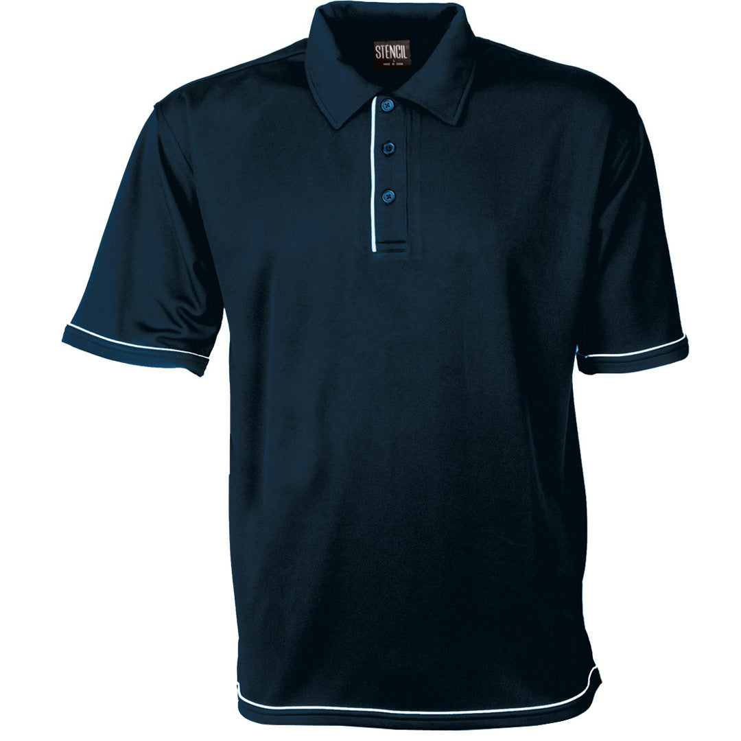 House of Uniforms The Cool Dry Polo | Mens | Short Sleeve Stencil Navy/White