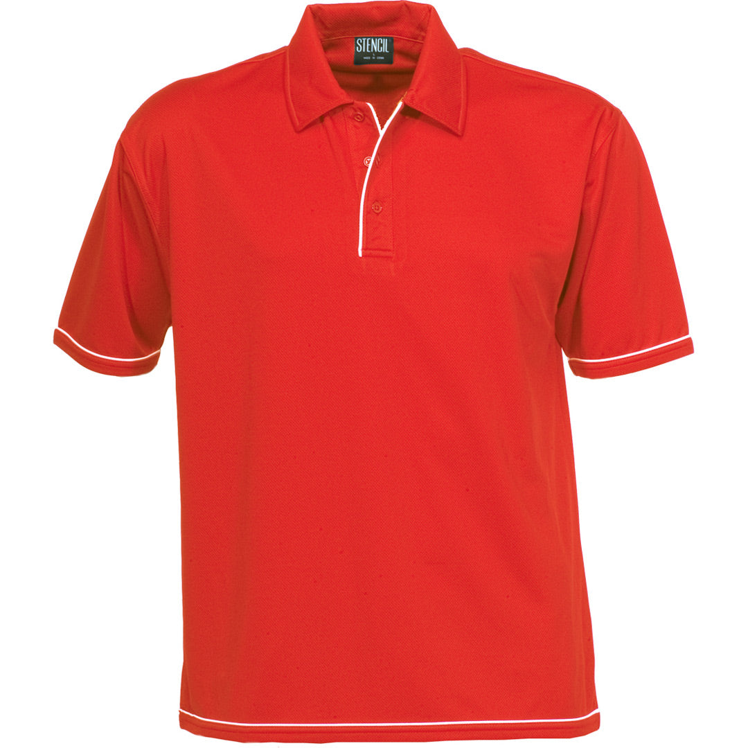 House of Uniforms The Cool Dry Polo | Mens | Short Sleeve Stencil Red/White