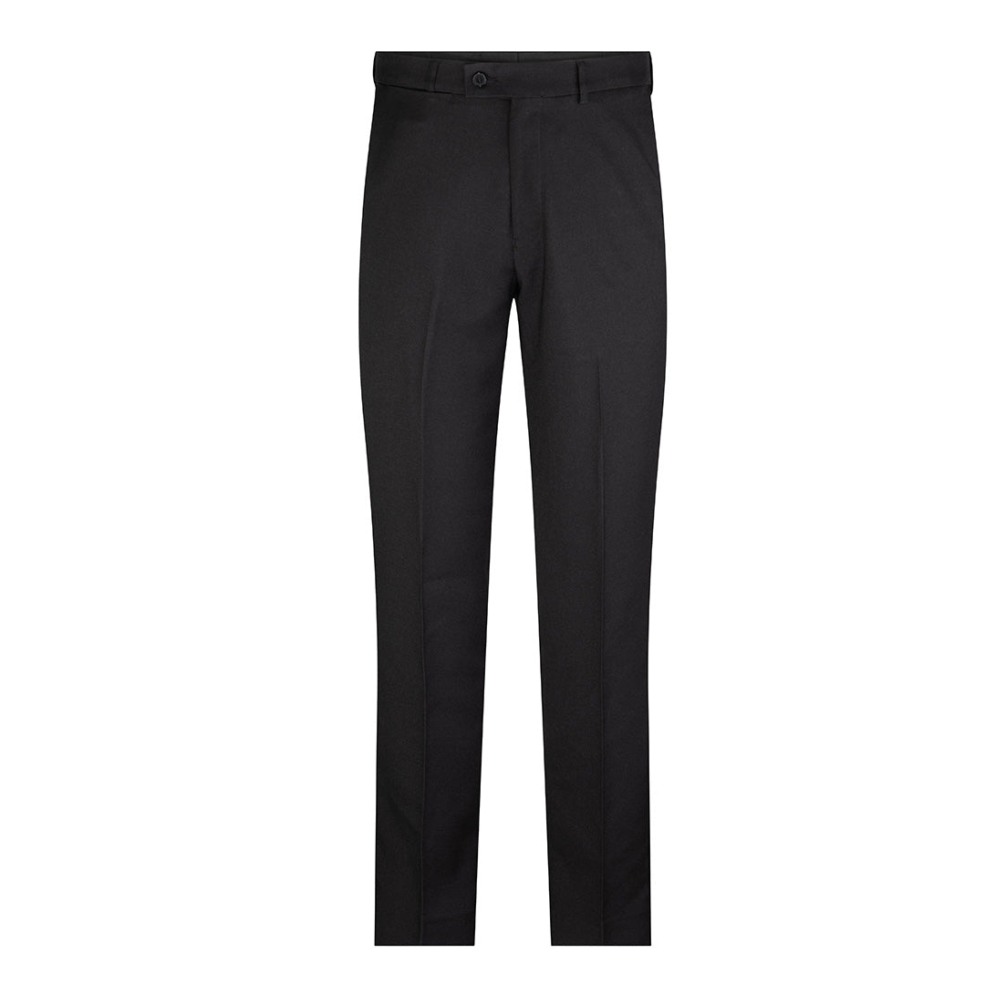 House of Uniforms The Flat Front Pant | Mechanical Stretch | Mens LSJ Collection Black
