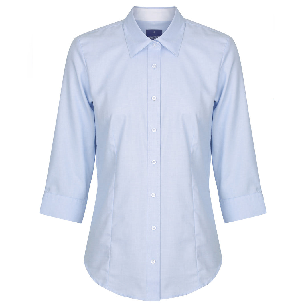 House of Uniforms The Oxford Shirt | Ladies | 3/4 Sleeve Gloweave Blue