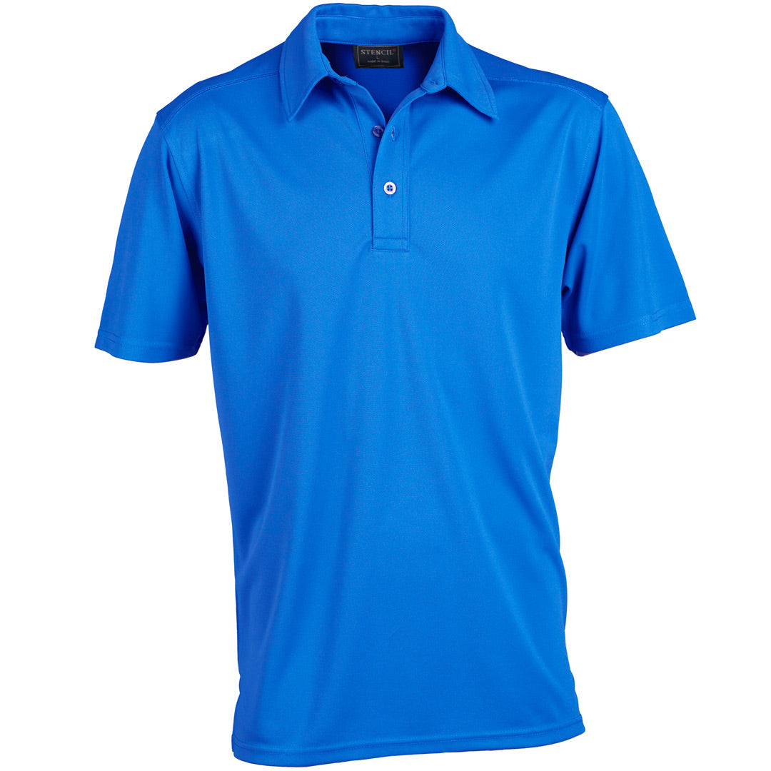 House of Uniforms The Glacier Polo | Mens | Short Sleeve Stencil Ocean Blue