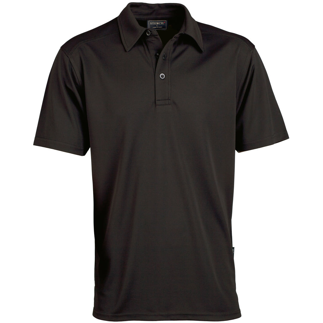 House of Uniforms The Glacier Polo | Mens | Short Sleeve Stencil Black