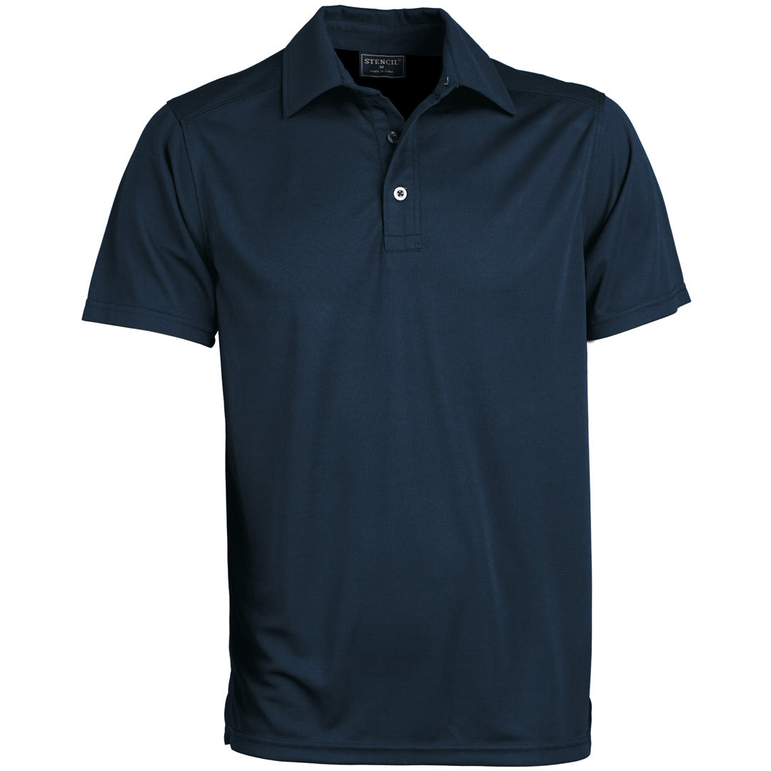 House of Uniforms The Glacier Polo | Mens | Short Sleeve Stencil Navy