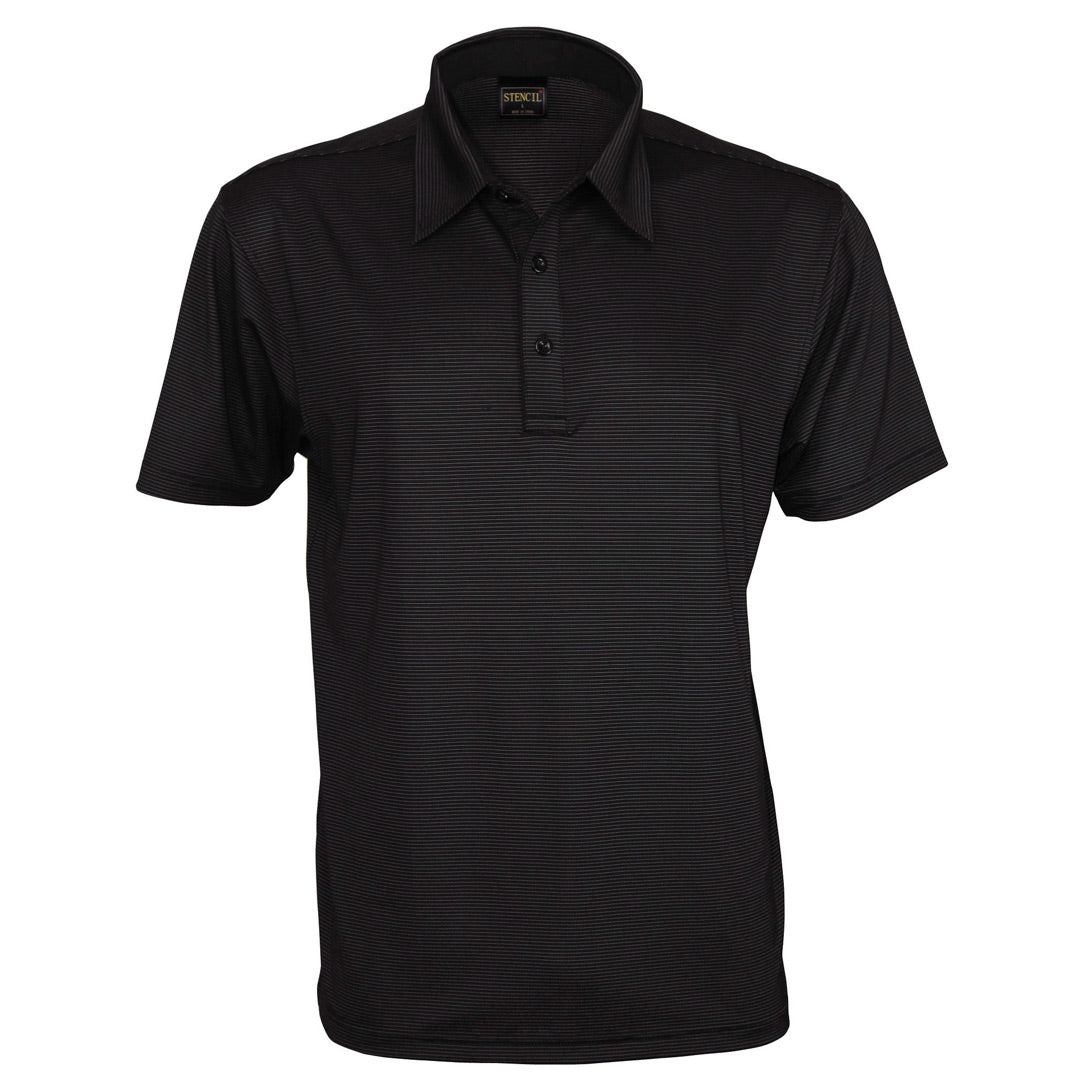 House of Uniforms The Silvertech Polo | Mens | Short Sleeve Stencil Black/Silver
