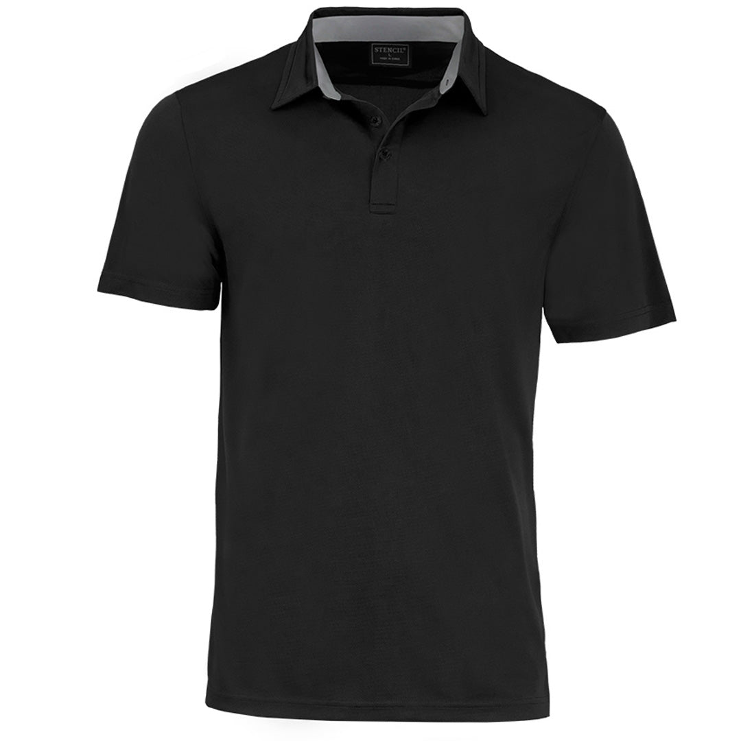 House of Uniforms The Kahave Polo | Mens | Short Sleeve Stencil Black