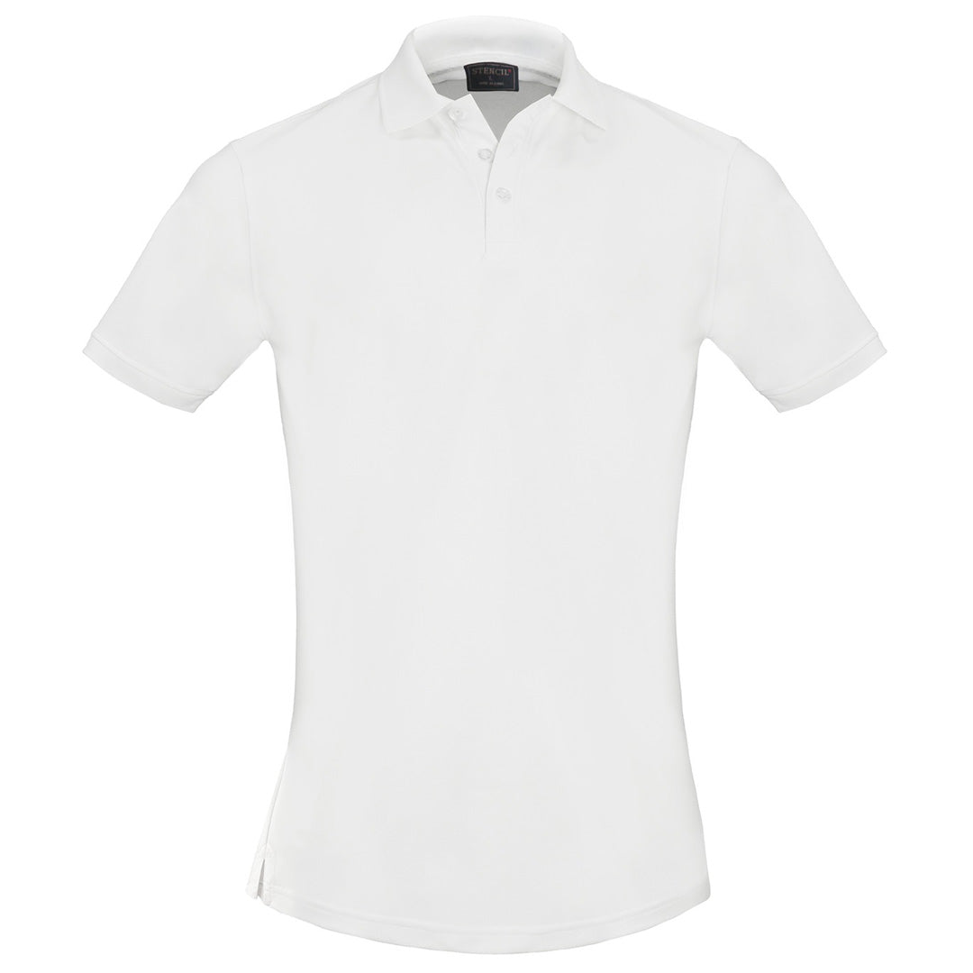 House of Uniforms The Sorona Polo | Mens | Short Sleeve Stencil White