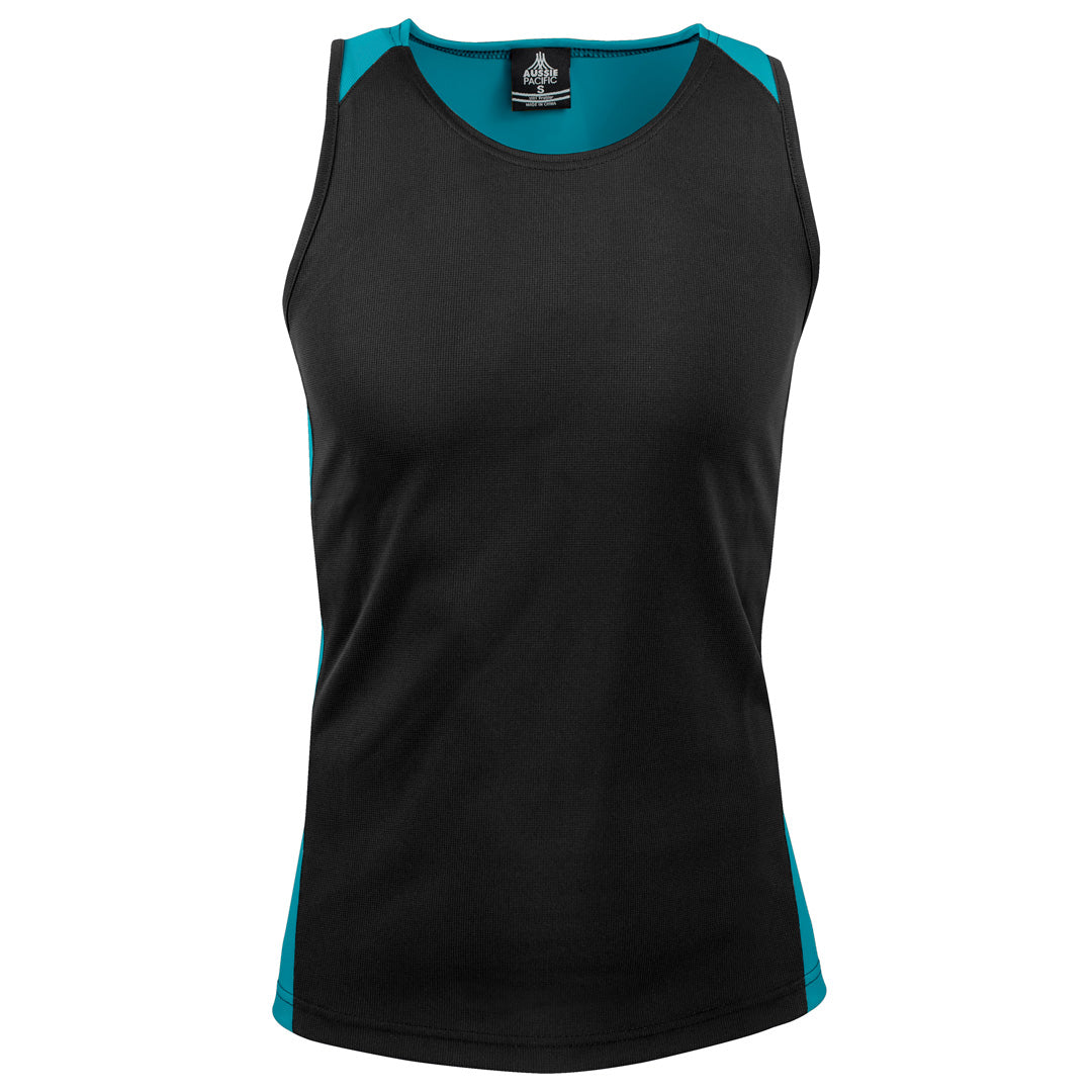 House of Uniforms The Premier Singlet | Mens Aussie Pacific Black/Teal