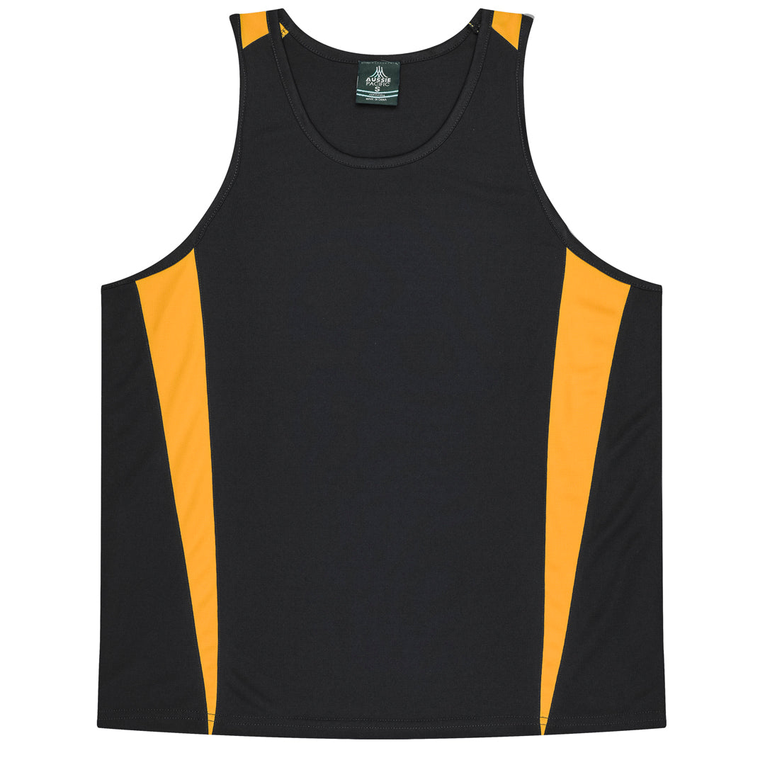 House of Uniforms The Eureka Singlet | Mens Aussie Pacific Black/Gold